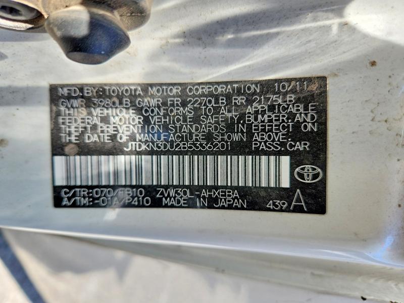 2011 Toyota Prius მანქანა იყიდება აუქციონზე, vin: JTDKN3DU2B5336201, აუქციონის ნომერი: 60661076