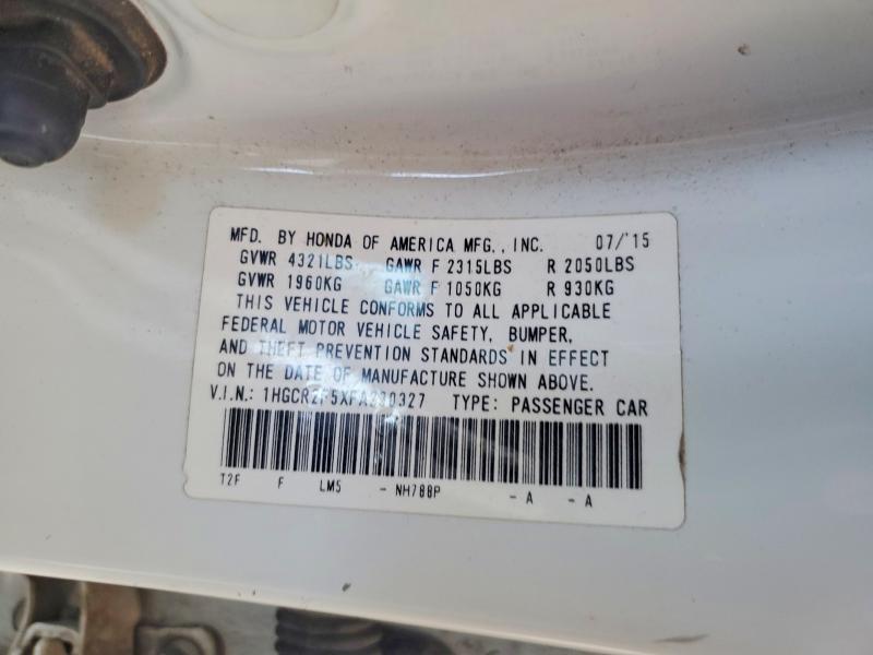 59387796 :رقم المزاد ، 1HGCR2F5XFA230327 vin ، 2015 Honda Accord مزاد بيع