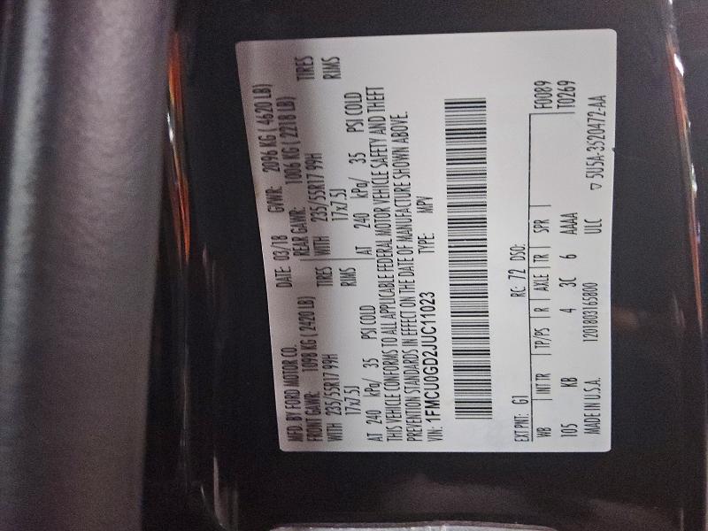 2018 Ford Escape მანქანა იყიდება აუქციონზე, vin: 1FMCU0GD2JUC11023, აუქციონის ნომერი: 59730386