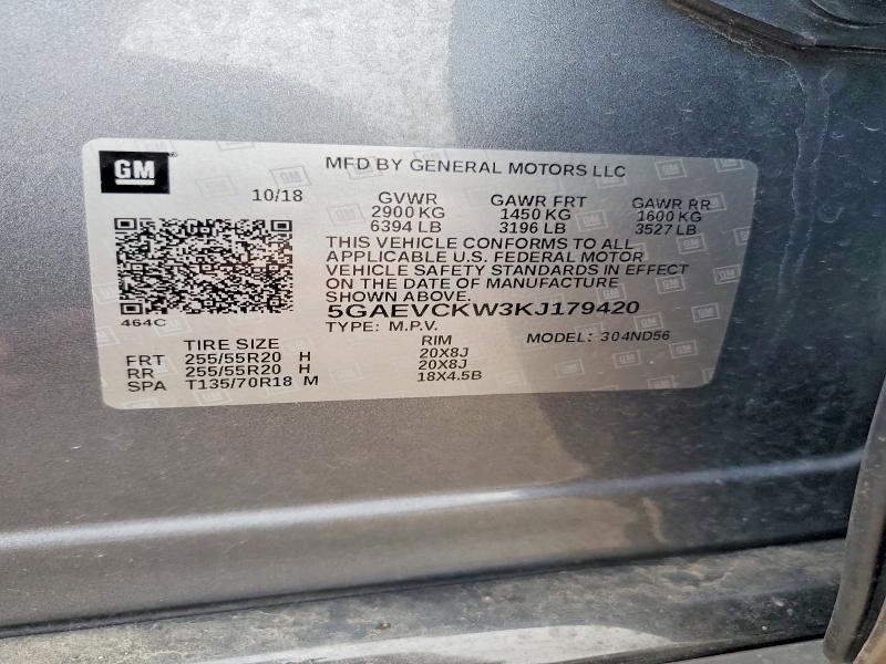 62610616 :رقم المزاد ، 5GAEVCKW3KJ179420 vin ، 2019 Buick Enclave مزاد بيع