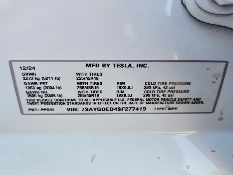 Продажа на аукционе авто 2025 Tesla Model Y, vin: 7SAYGDED4SF277419, номер лота: 61181886