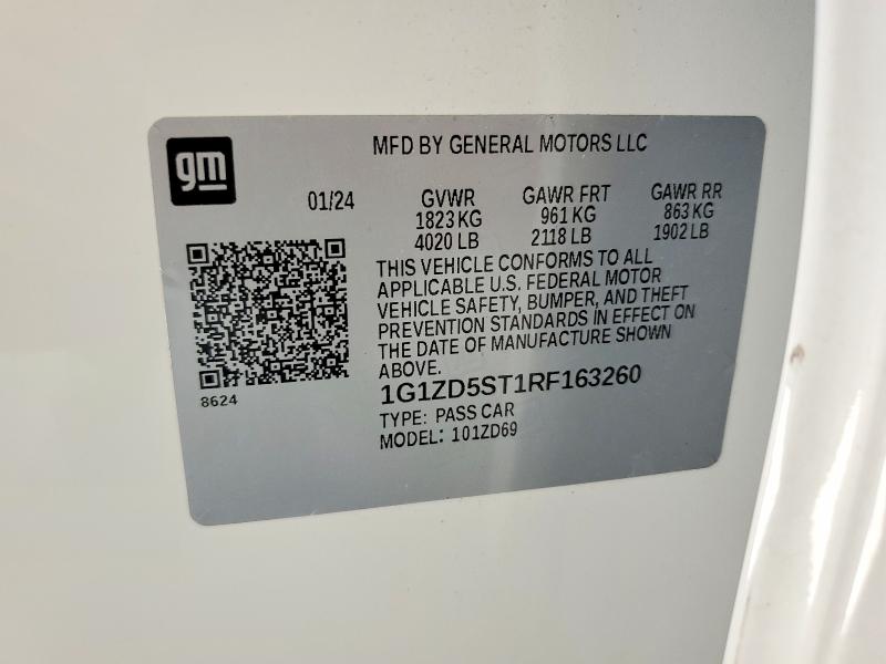Aukcja sprzedaży 2024 Chevrolet Malibu, vin: 1G1ZD5ST1RF163260, numer aukcji: 60806496