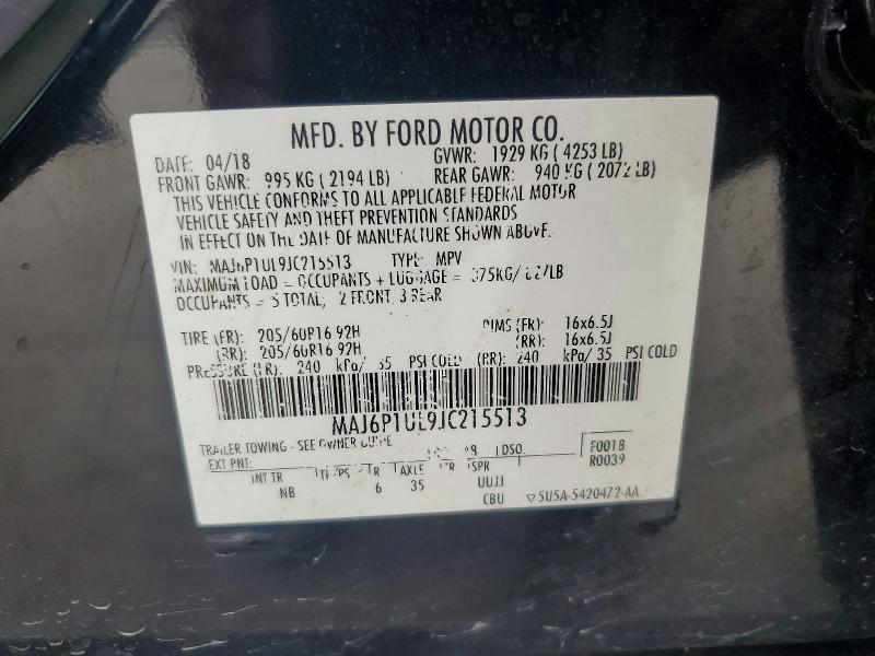 Aukcja sprzedaży 2018 Ford Ecosport, vin: MAJ6P1UL9JC215513, numer aukcji: 60373526