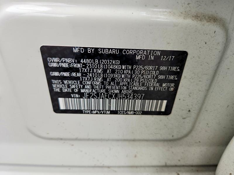 Aukcja sprzedaży 2018 Subaru Forester, vin: JF2SJAECXJH534397, numer aukcji: 61671836