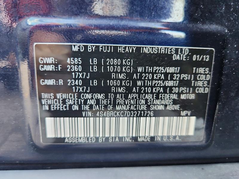 Продажа на аукционе авто 2013 Subaru Outback, vin: 4S4BRCKC7D3271726, номер лота: 60990706
