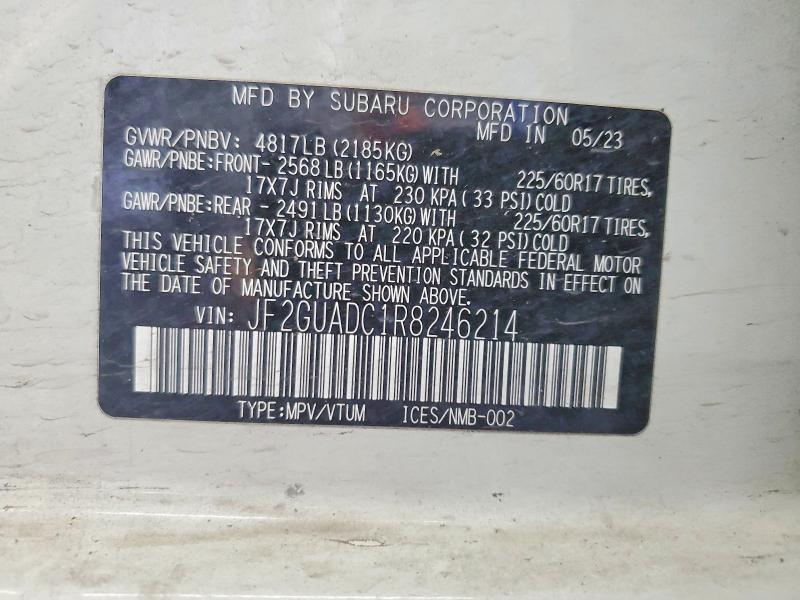 Aukcja sprzedaży 2024 Subaru Crosstrek, vin: JF2GUADC1R8246214, numer aukcji: 60134046