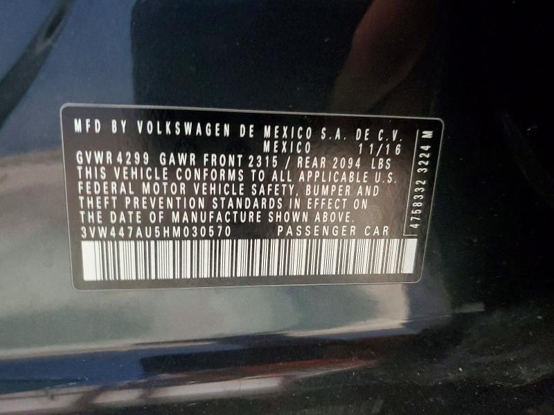 Aukcja sprzedaży 2017 Volkswagen Gti, vin: 3VW447AU5HM030570, numer aukcji: 59652806