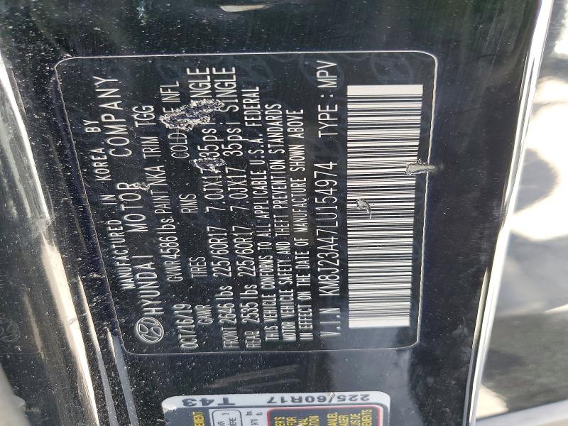 61634326 :رقم المزاد ، KM8J23A47LU154974 vin ، 2020 Hyundai Tucson مزاد بيع