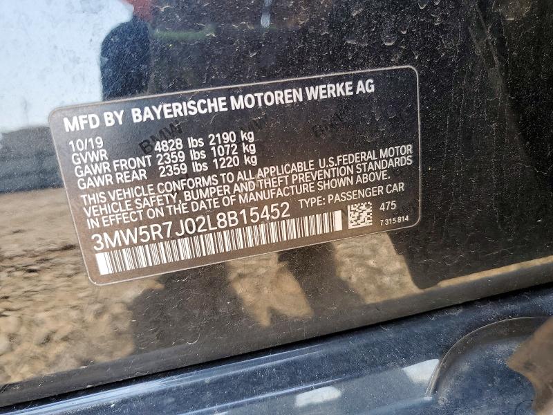 Aukcja sprzedaży 2020 Bmw 330xi, vin: 3MW5R7J02L8B15452, numer aukcji: 61756756