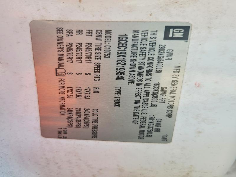 2008 Chevrolet Silverado მანქანა იყიდება აუქციონზე, vin: 1GCEC19X18Z199540, აუქციონის ნომერი: 59873976