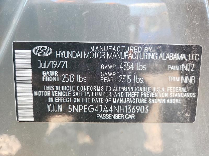 2022 Hyundai Sonata მანქანა იყიდება აუქციონზე, vin: 5NPEG4JA4NH136903, აუქციონის ნომერი: 61146486