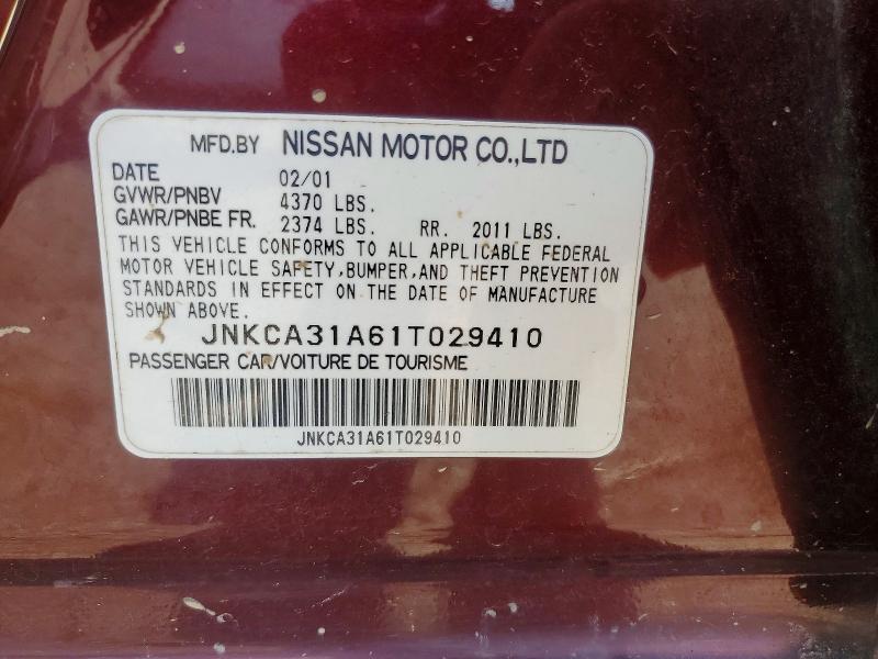 62133656 :رقم المزاد ، JNKCA31A61T029410 vin ، 2001 Infiniti I30 مزاد بيع