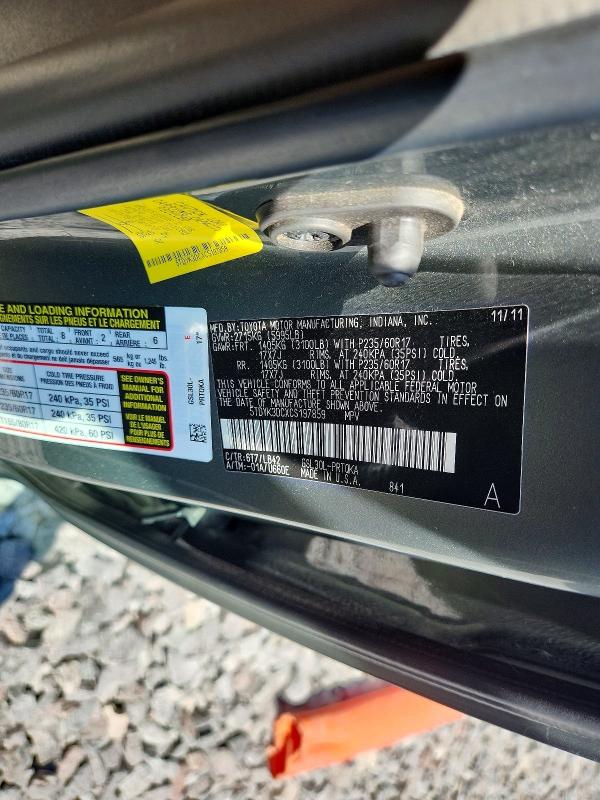 2012 Toyota Sienna მანქანა იყიდება აუქციონზე, vin: 5TDYK3DCXCS197859, აუქციონის ნომერი: 61316746
