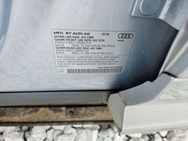 59975136 :رقم المزاد ، WA1ANAFY5K2053562 vin ، 2019 Audi Q5 مزاد بيع