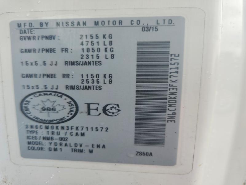 Продажа на аукционе авто 2015 Nissan Nv200, vin: 3N6CM0KN3FK711572, номер лота: 59987036