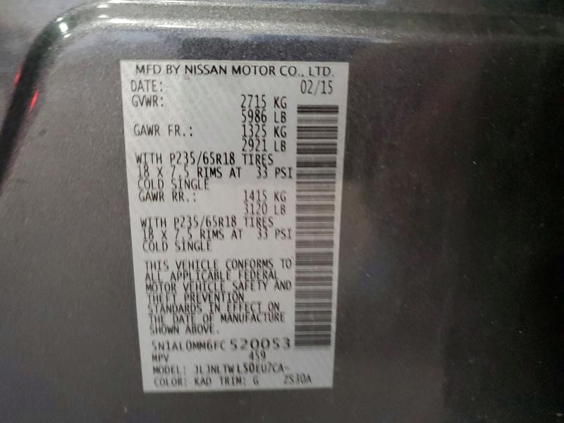 2015 Infiniti Qx60 მანქანა იყიდება აუქციონზე, vin: 5N1AL0MM6FC520053, აუქციონის ნომერი: 61785676