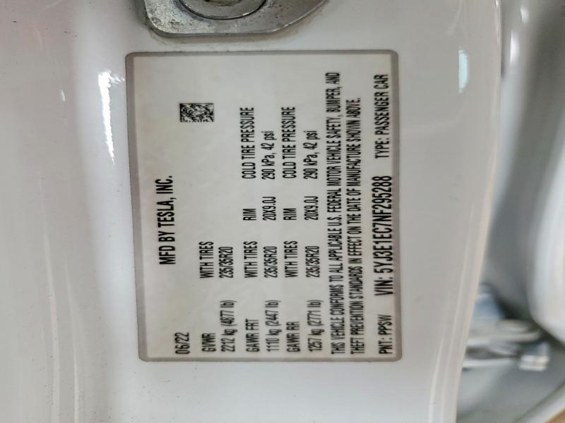 Продажа на аукционе авто 2022 Tesla Model 3, vin: 5YJ3E1EC7NF295288, номер лота: 61212956
