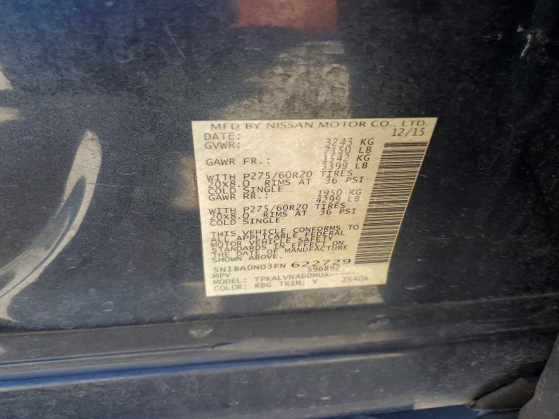 Aukcja sprzedaży 2015 Nissan Armada, vin: 5N1BA0ND3FN622729, numer aukcji: 59771996