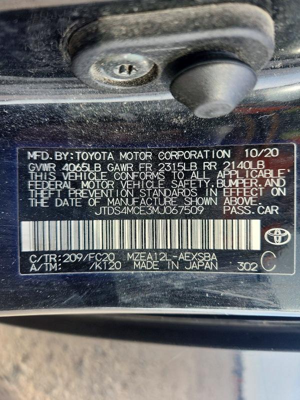Продаж на аукціоні авто 2021 Toyota Corolla, vin: JTDS4MCE3MJ067509, номер лоту: 61877476