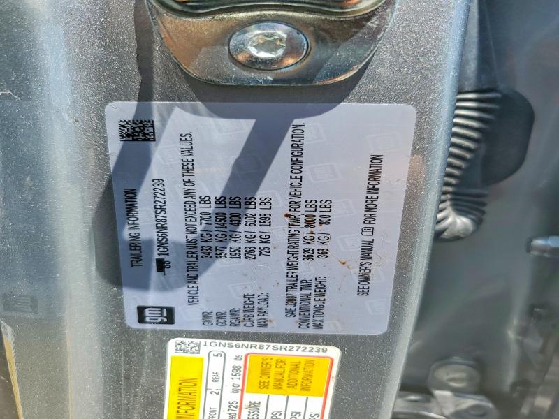 2025 Chevrolet Tahoe მანქანა იყიდება აუქციონზე, vin: 1GNS6NR87SR272239, აუქციონის ნომერი: 63299736
