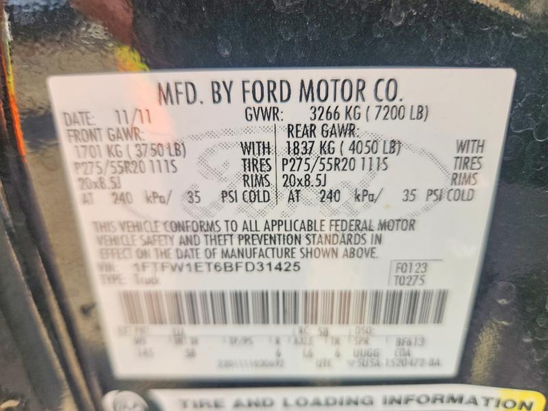 Aukcja sprzedaży 2011 Ford F150, vin: 1FTFW1ET6BFD31425, numer aukcji: 61706776