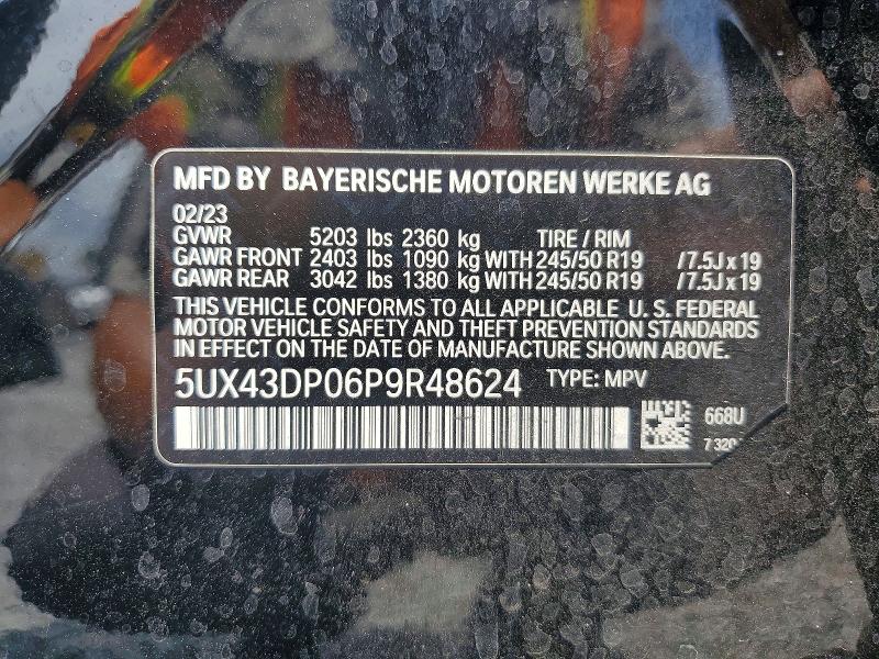 Продаж на аукціоні авто 2023 Bmw X3, vin: 5UX43DP06P9R48624, номер лоту: 61897876