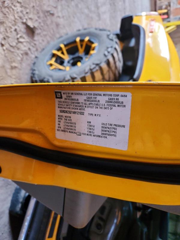 2004 Hummer H2 მანქანა იყიდება აუქციონზე, vin: 5GRGN23U14H121832, აუქციონის ნომერი: 58775616