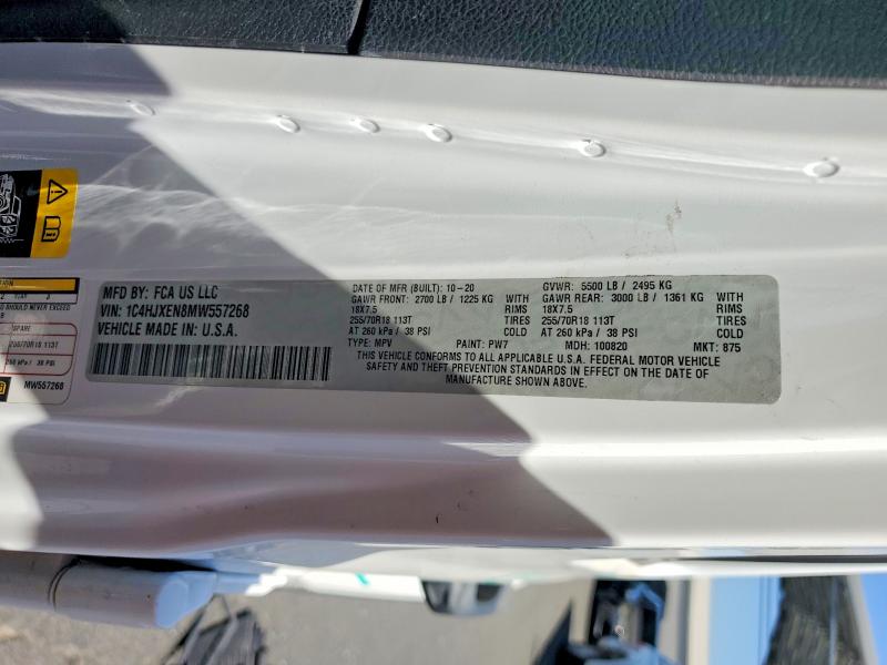 2021 Jeep Wrangler Unlimited მანქანა იყიდება აუქციონზე, vin: 1C4HJXEN8MW557268, აუქციონის ნომერი: 60987686