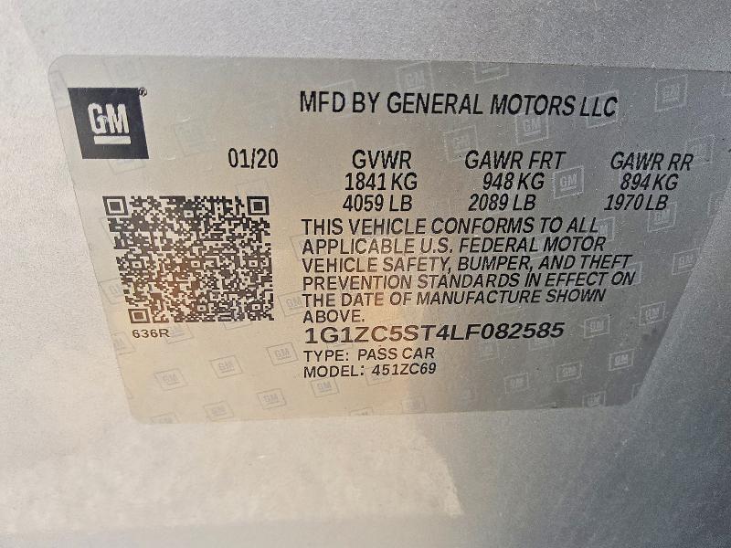 Продажа на аукционе авто 2020 Chevrolet Malibu, vin: 1G1ZC5ST4LF082585, номер лота: 62273366