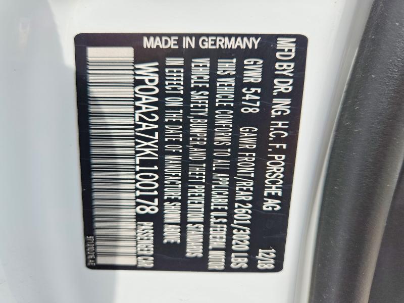 Продаж на аукціоні авто 2019 Porsche Panamera, vin: WP0AA2A7XKL100178, номер лоту: 62469986