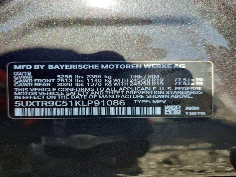 Aukcja sprzedaży 2019 Bmw X3, vin: 5UXTR9C51KLP91086, numer aukcji: 60676326