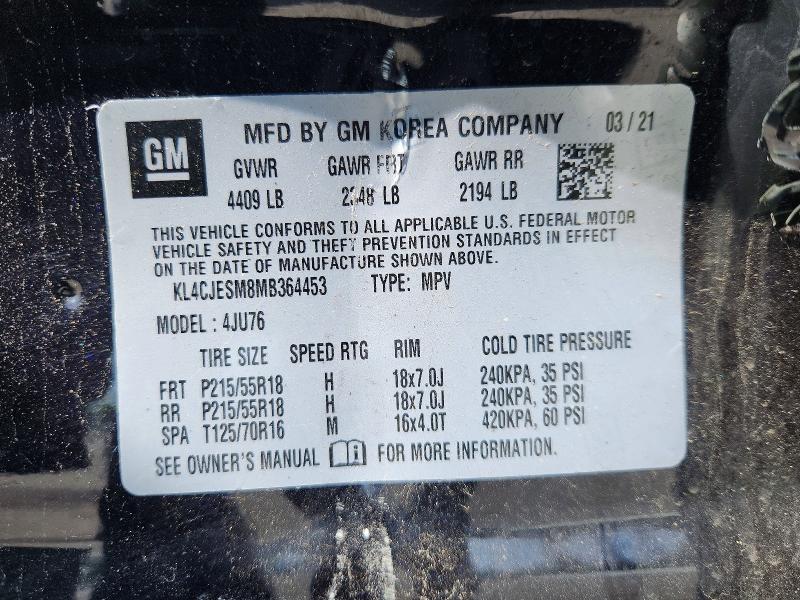 Aukcja sprzedaży 2021 Buick Encore, vin: KL4CJESM8MB364453, numer aukcji: 62000976