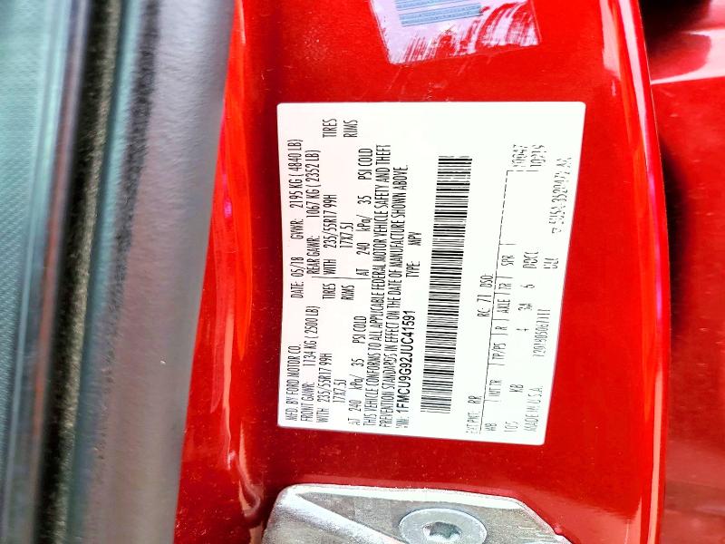 Продажа на аукционе авто 2018 Ford Escape, vin: 1FMCU9G92JUC41591, номер лота: 62659876