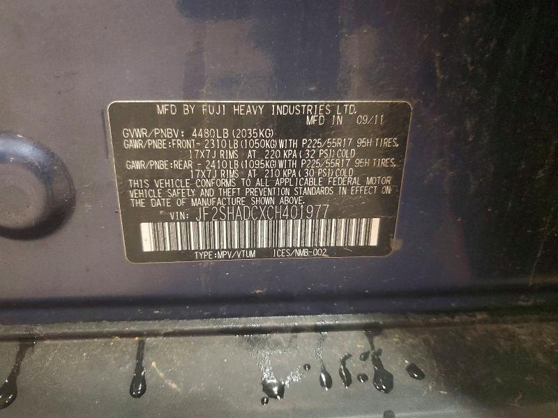 Aukcja sprzedaży 2012 Subaru Forester, vin: JF2SHADCXCH401977, numer aukcji: 59673296