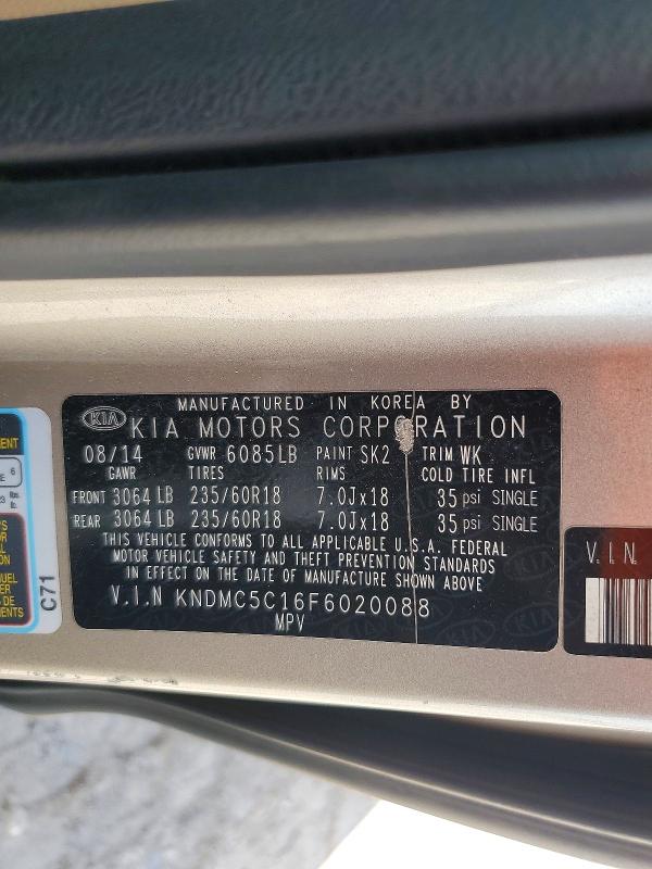 Aukcja sprzedaży 2015 Kia Sedona, vin: KNDMC5C16F6020088, numer aukcji: 62313646