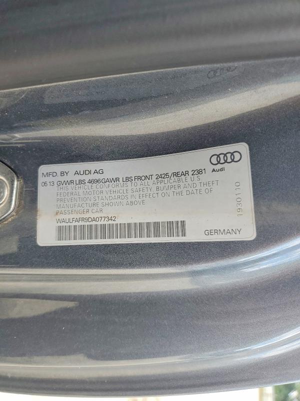 63526166 :رقم المزاد ، WAULFAFR9DA077342 vin ، 2013 Audi A5 مزاد بيع