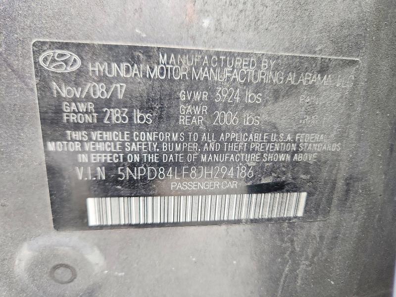 Aukcja sprzedaży 2018 Hyundai Elantra, vin: 5NPD84LF8JH294186, numer aukcji: 61627496