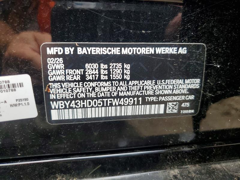 60584996 :رقم المزاد ، WBY43HD05TFW49911 vin ، 2026 Bmw I4 مزاد بيع