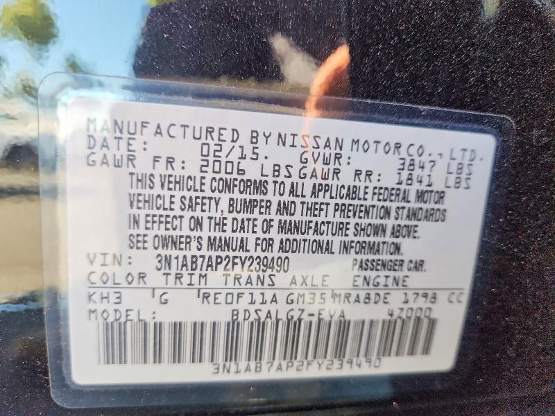 61222416 :رقم المزاد ، 3N1AB7AP2FY239490 vin ، 2015 Nissan Sentra مزاد بيع