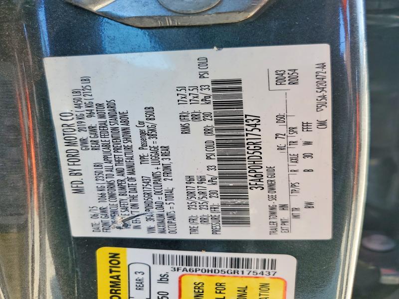 2016 Ford Fusion მანქანა იყიდება აუქციონზე, vin: 3FA6P0HD5GR175437, აუქციონის ნომერი: 61062626