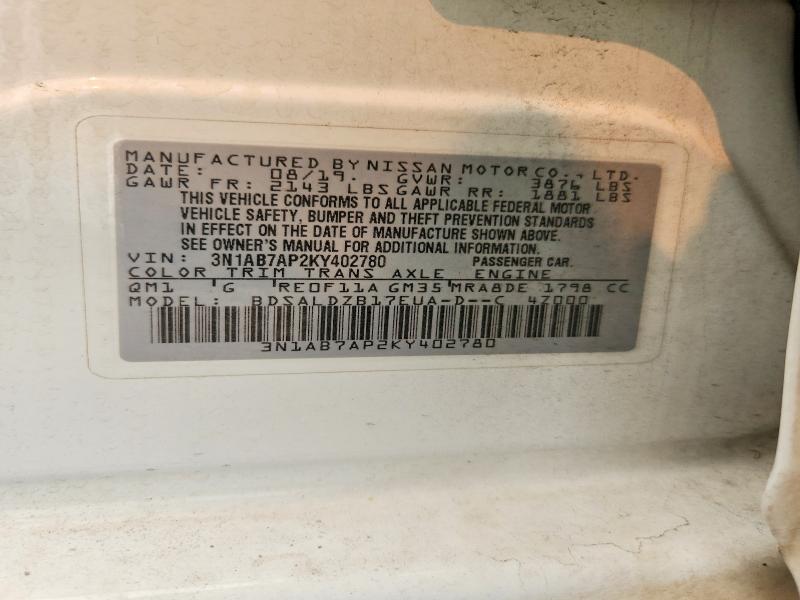 60700236 :رقم المزاد ، 3N1AB7AP2KY402780 vin ، 2019 Nissan Sentra مزاد بيع