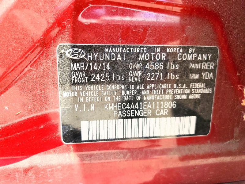 61899766 :رقم المزاد ، KMHEC4A41EA111806 vin ، 2014 Hyundai Sonata مزاد بيع
