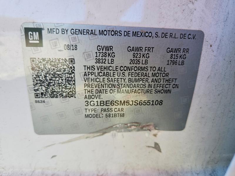 Продажа на аукционе авто 2018 Chevrolet Cruze, vin: 3G1BE6SM5JS655108, номер лота: 60616586