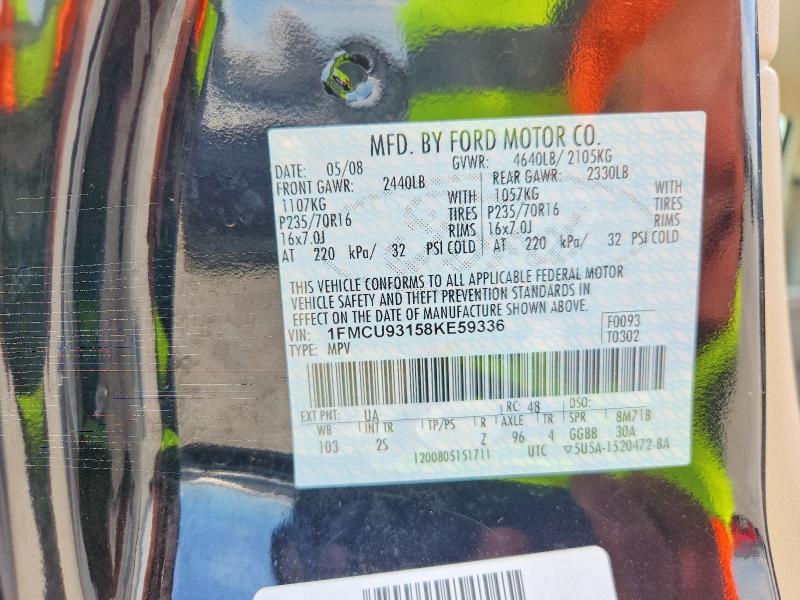 2008 Ford Escape მანქანა იყიდება აუქციონზე, vin: 1FMCU93158KE59336, აუქციონის ნომერი: 59982246
