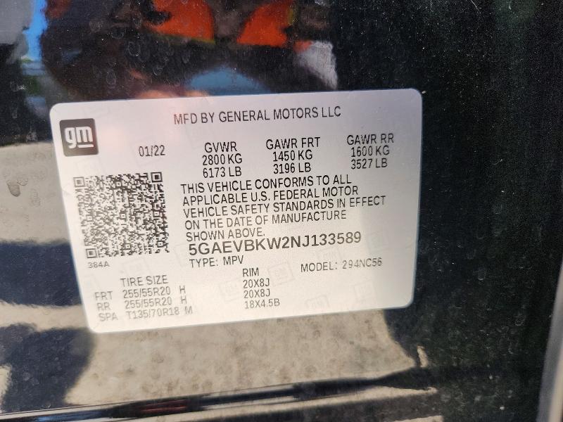 Aukcja sprzedaży 2022 Buick Enclave, vin: 5GAEVBKW2NJ133589, numer aukcji: 60212736