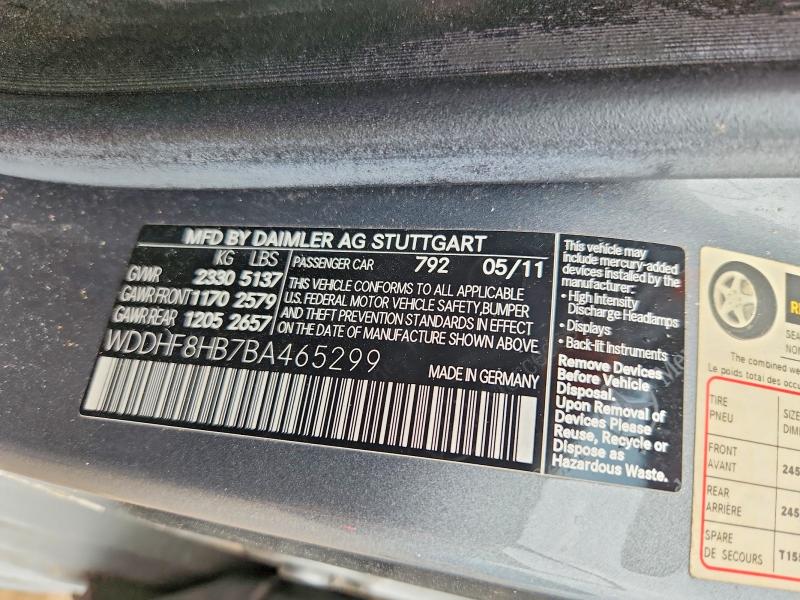 Продажа на аукционе авто 2011 Mercedes-benz E, vin: WDDHF8HB7BA465299, номер лота: 62542056