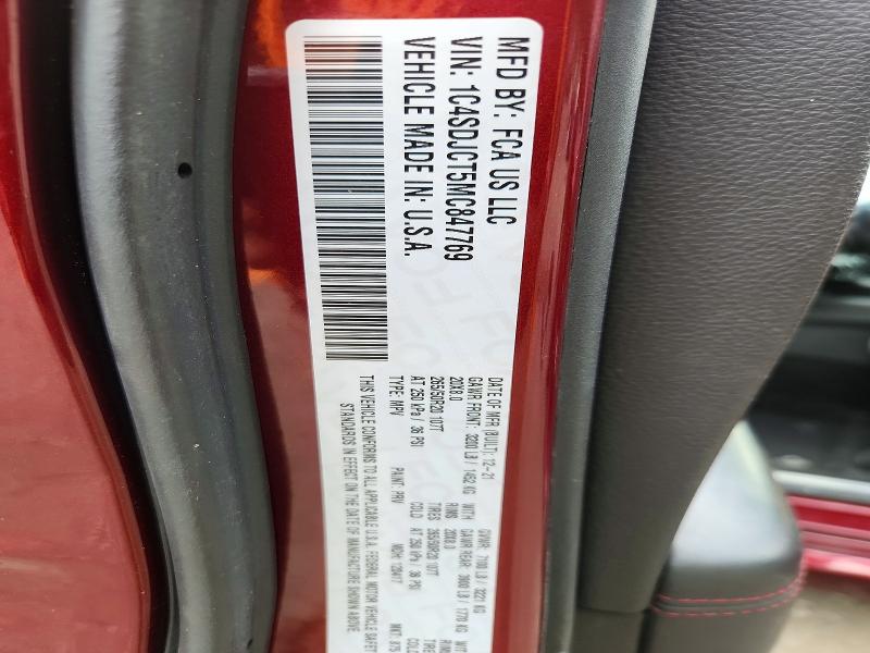 Продаж на аукціоні авто 2021 Dodge Durango, vin: 1C4SDJCT5MC847769, номер лоту: 63134366