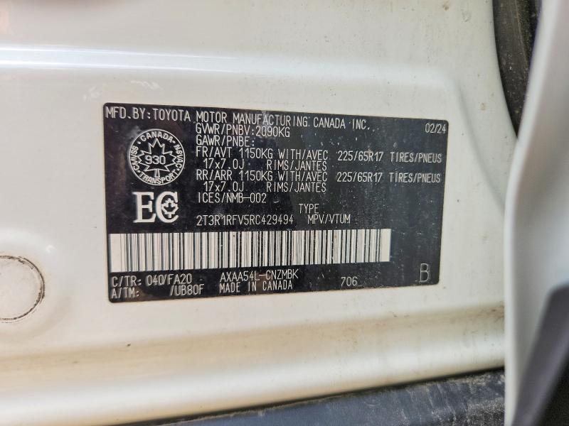 2024 Toyota Rav4 მანქანა იყიდება აუქციონზე, vin: 2T3R1RFV5RC429494, აუქციონის ნომერი: 61182756