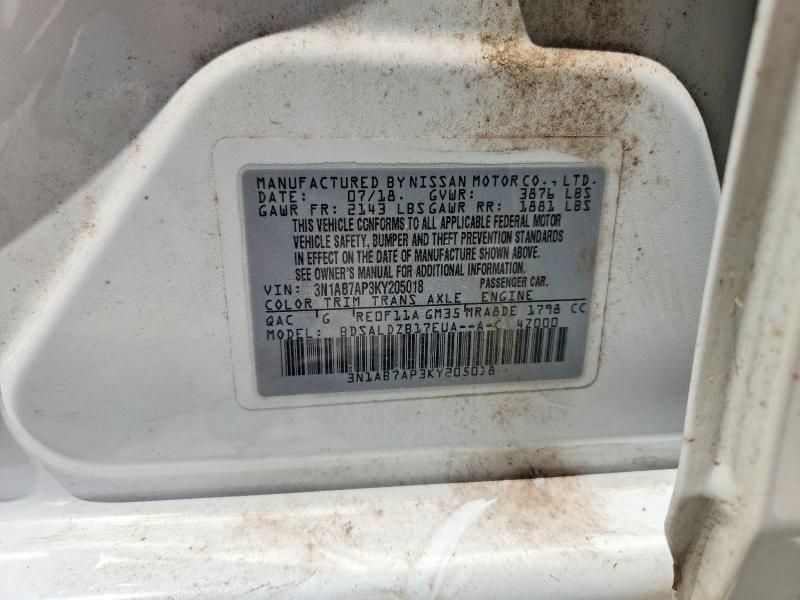 62861186 :رقم المزاد ، 3N1AB7AP3KY205018 vin ، 2019 Nissan Sentra مزاد بيع