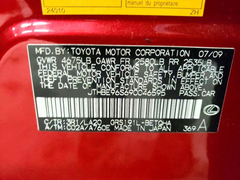 Aukcja sprzedaży 2009 Lexus Gs, vin: JTHBE96S690046595, numer aukcji: 60817826